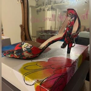 Amelia Grace Red Floral Heels